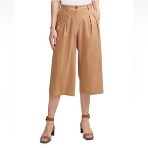 $90 NWT CALVIN KLEIN Womens Brown Zippered Cropped Wear To Work Wide Leg Pants